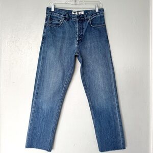 Christian Dior High-Rise Straight Leg Cropped Jeans in Blue Size 6